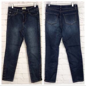 Sugar Magnolia Laced Crop Skinny Stretch Jeans 6